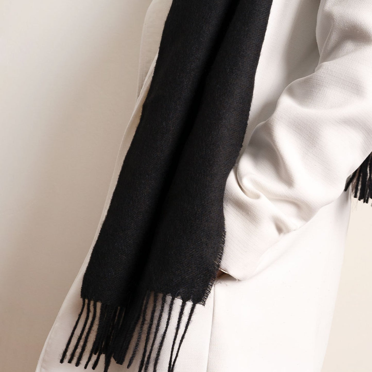 Black Alpaca Scarf Elegant, Soft And Minimal