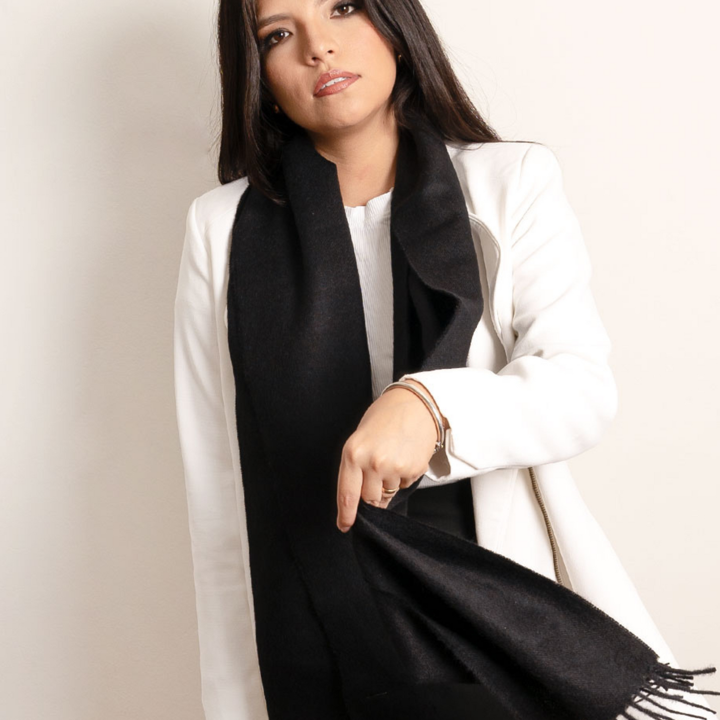 Black Alpaca Scarf Elegant, Soft And Minimal